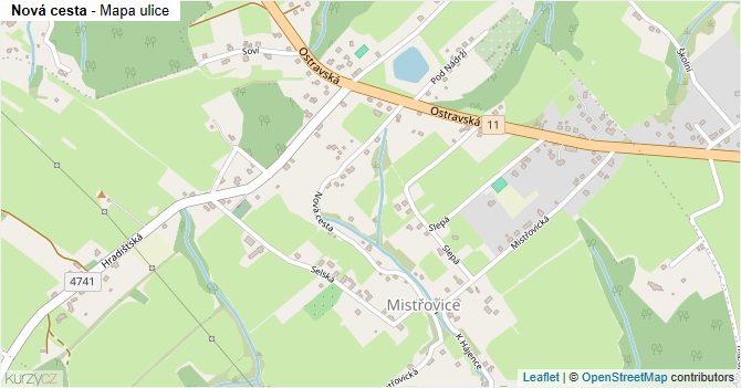 Nová cesta - mapa ulice