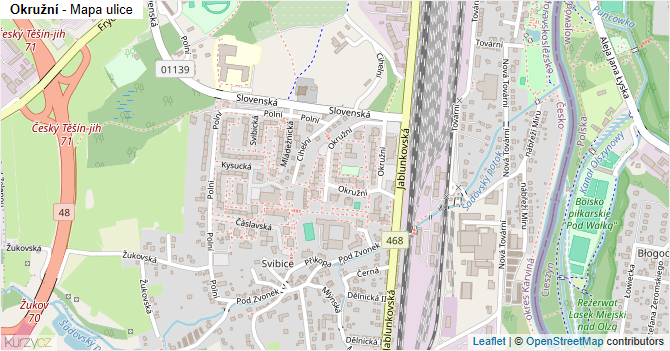 Okružní - mapa ulice
