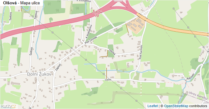 Olšová - mapa ulice