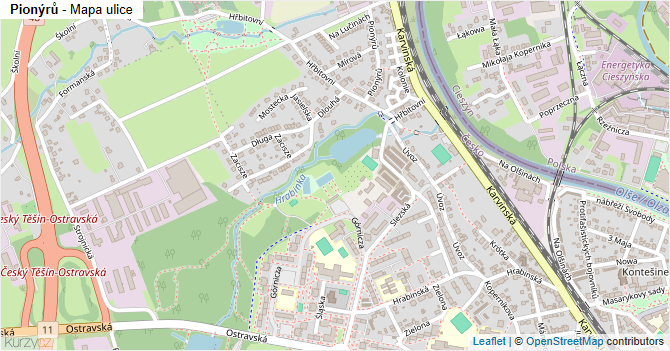 Pionýrů - mapa ulice