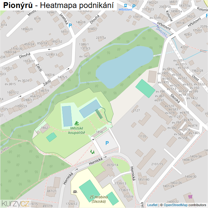 Mapa Pionýrů - Firmy v ulici.