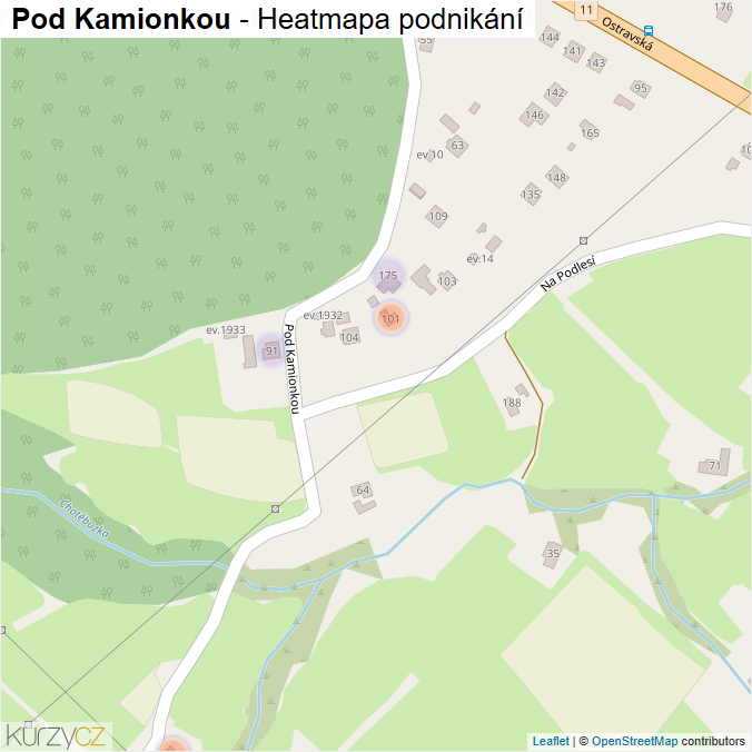 Mapa Pod Kamionkou - Firmy v ulici.