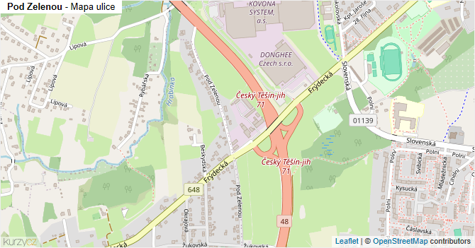 Pod Zelenou - mapa ulice