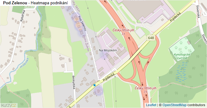 Pod Zelenou - mapa podnikání