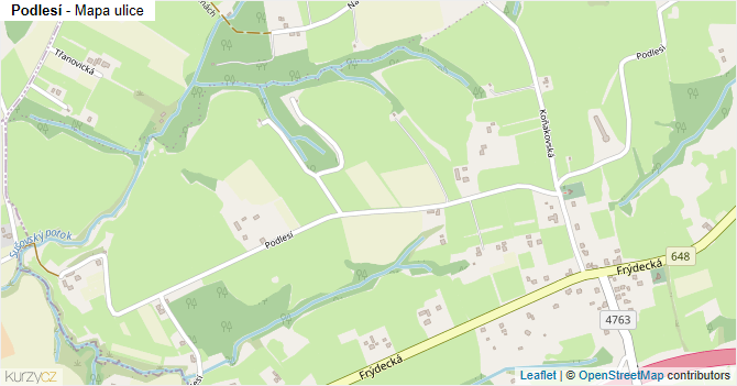 Podlesí - mapa ulice