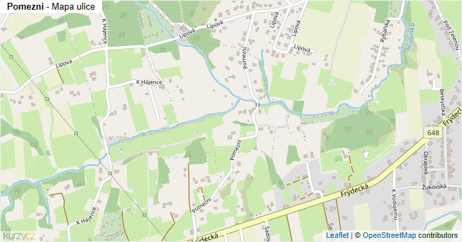 Pomezní - mapa ulice