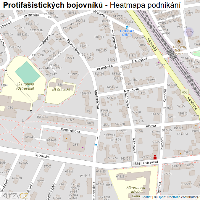 Mapa Protifašistických bojovníků - Firmy v ulici.