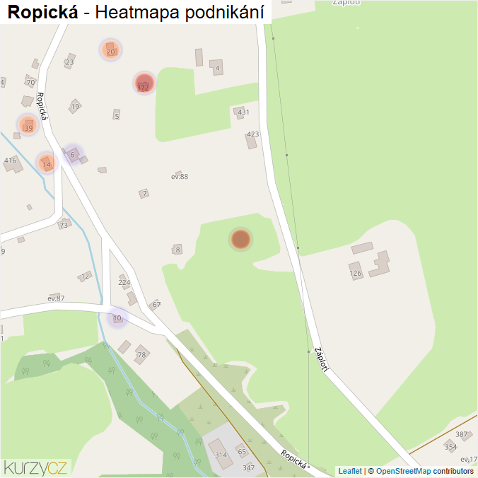 Mapa Ropická - Firmy v ulici.