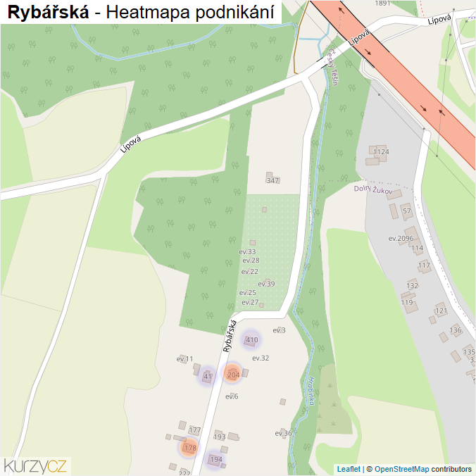 Mapa Rybářská - Firmy v ulici.