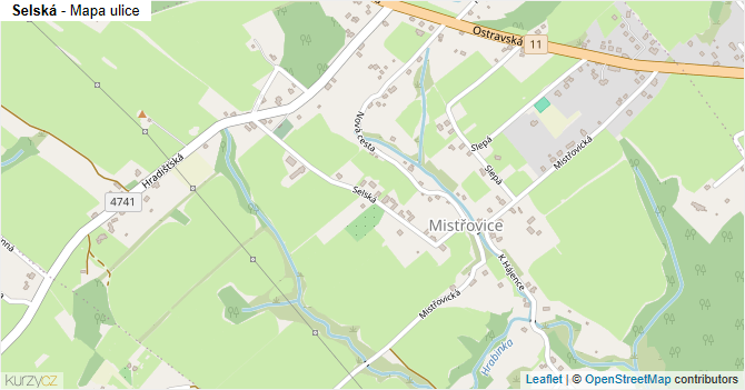 Selská - mapa ulice