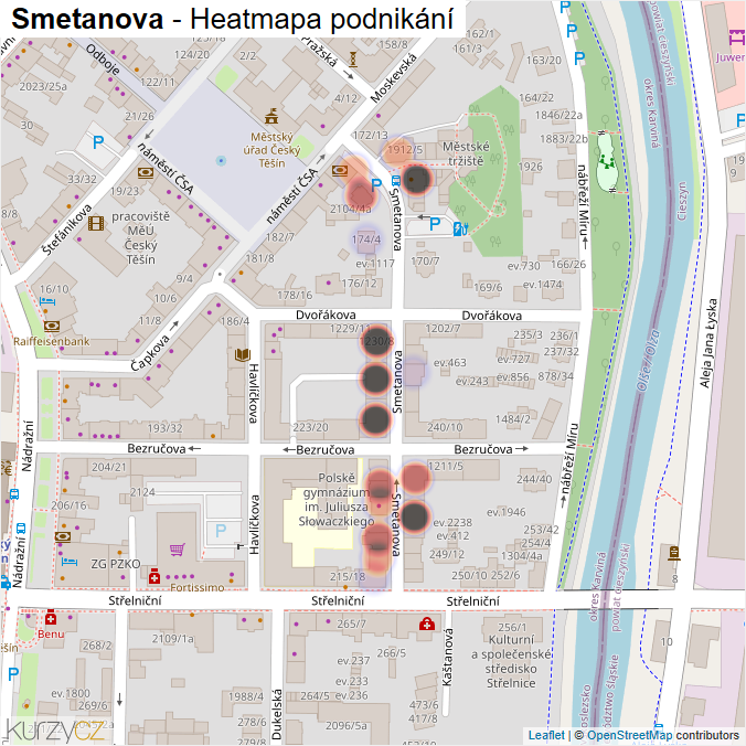 Mapa Smetanova - Firmy v ulici.