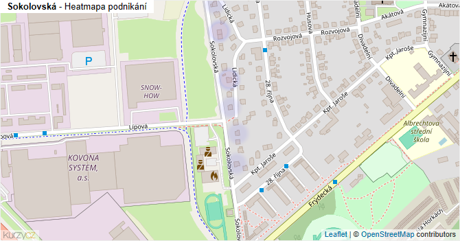 Sokolovská - mapa podnikání