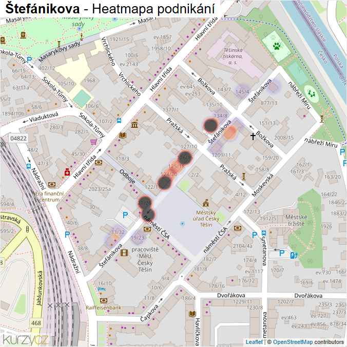 Mapa Štefánikova - Firmy v ulici.