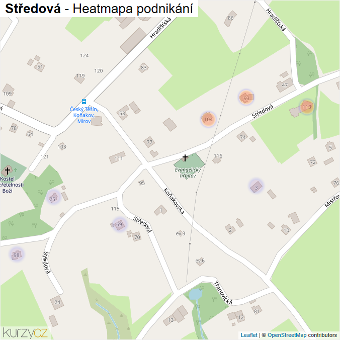 Mapa Středová - Firmy v ulici.