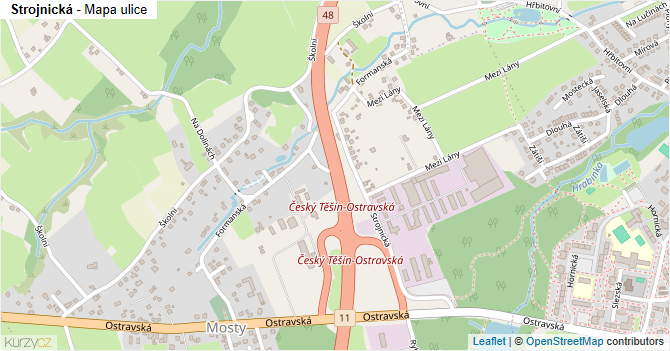 Strojnická - mapa ulice