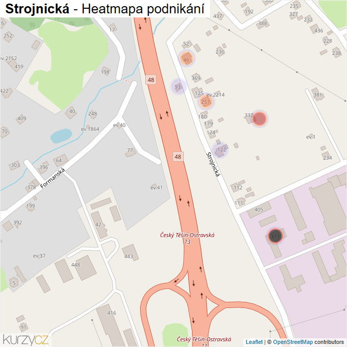 Mapa Strojnická - Firmy v ulici.