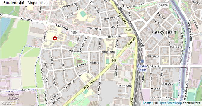 Studentská - mapa ulice