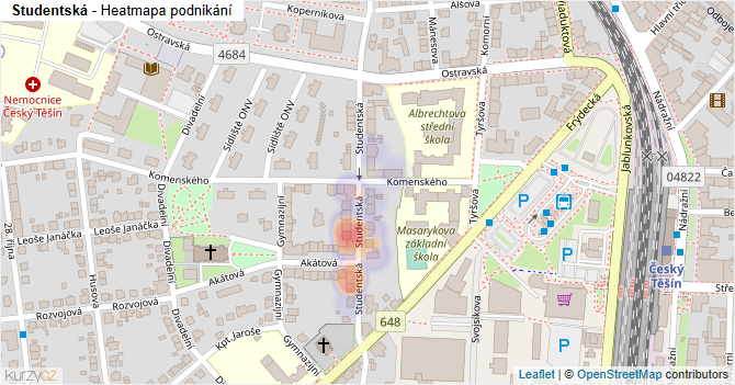 Studentská - mapa podnikání