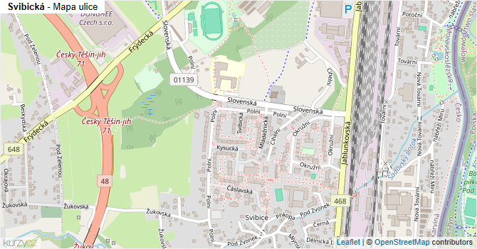 Svibická - mapa ulice