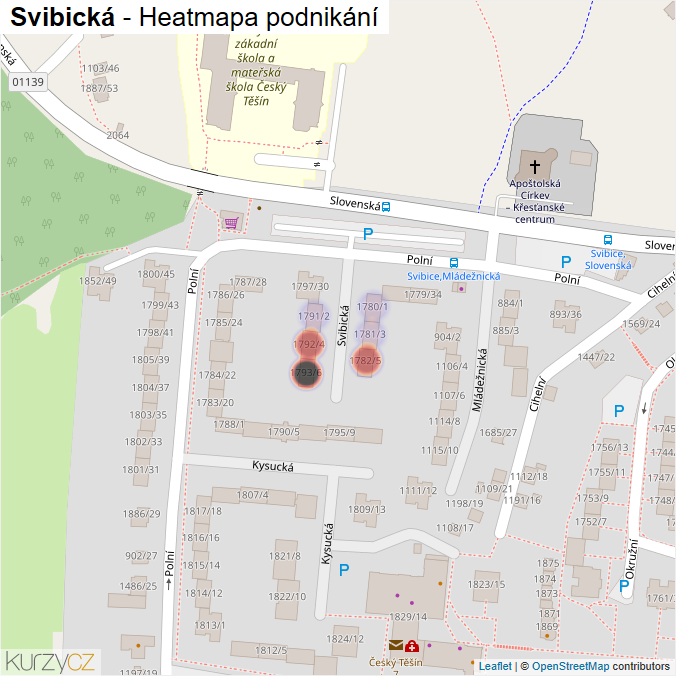 Mapa Svibická - Firmy v ulici.