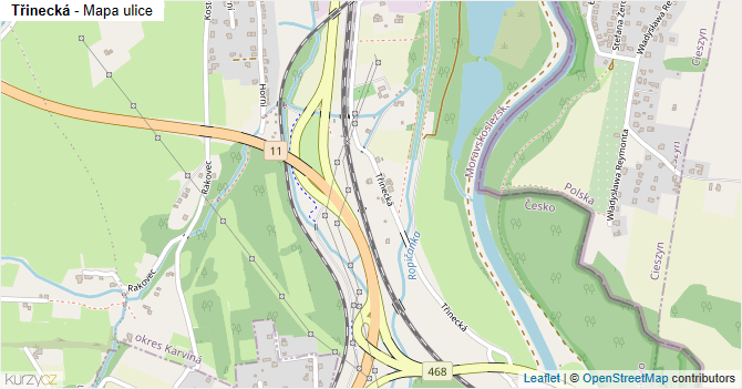 Třinecká - mapa ulice