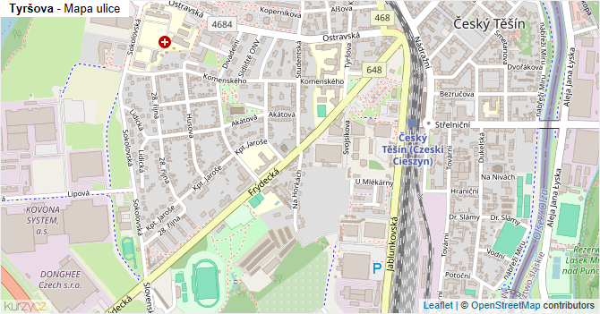 Tyršova - mapa ulice