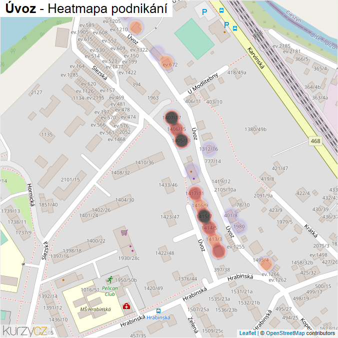 Mapa Úvoz - Firmy v ulici.
