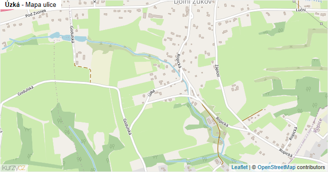 Úzká - mapa ulice