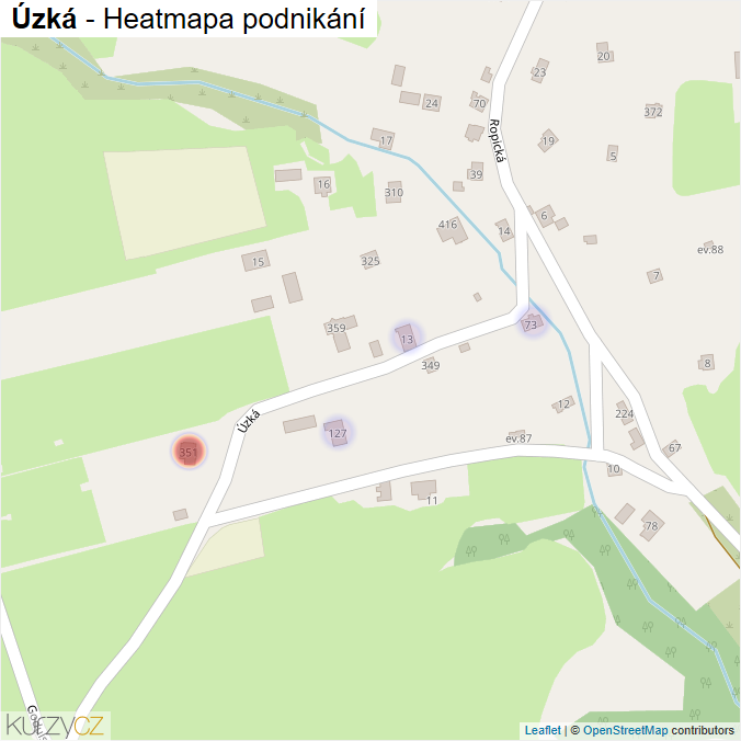 Mapa Úzká - Firmy v ulici.