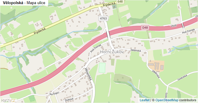 Vělopolská - mapa ulice