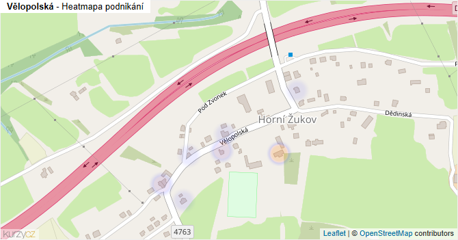 Vělopolská - mapa podnikání