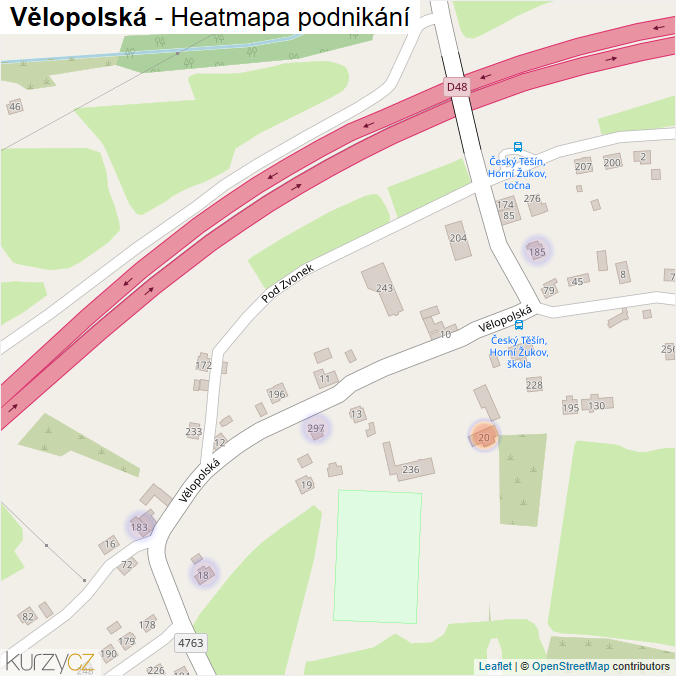 Mapa Vělopolská - Firmy v ulici.