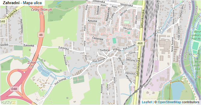 Zahradní - mapa ulice