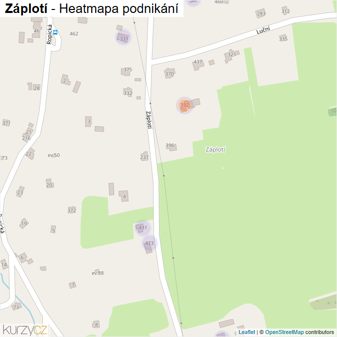 Mapa Záplotí - Firmy v ulici.