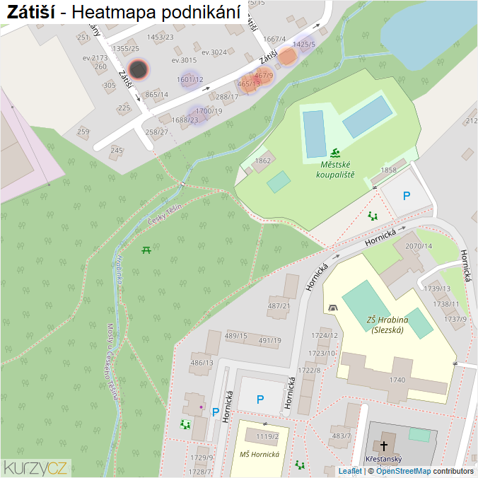 Mapa Zátiší - Firmy v ulici.