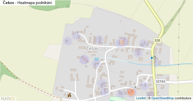 Češov - mapa podnikání