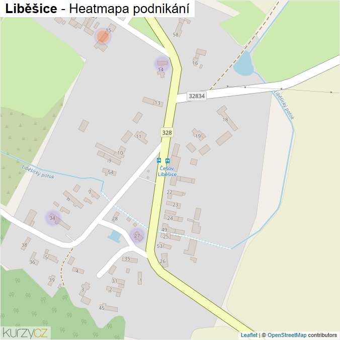 Mapa Liběšice - Firmy v části obce.