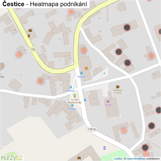 Mapa Čestice - Firmy v obci.