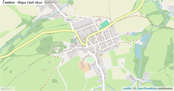 Čestice - mapa části obce