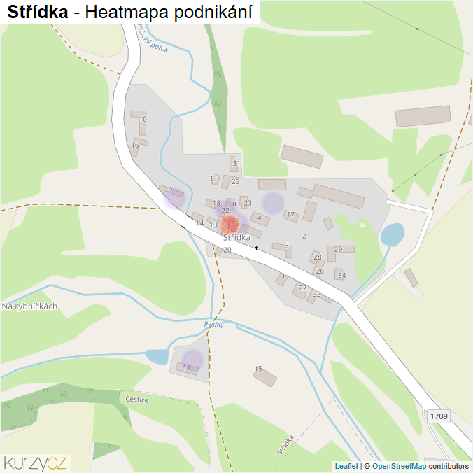 Mapa Střídka - Firmy v části obce.