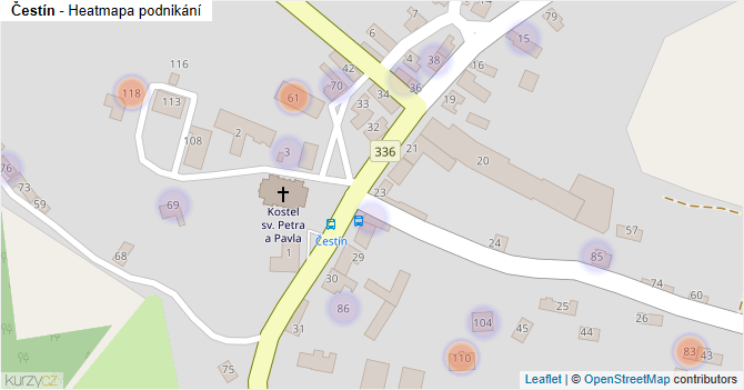 Čestín - mapa podnikání