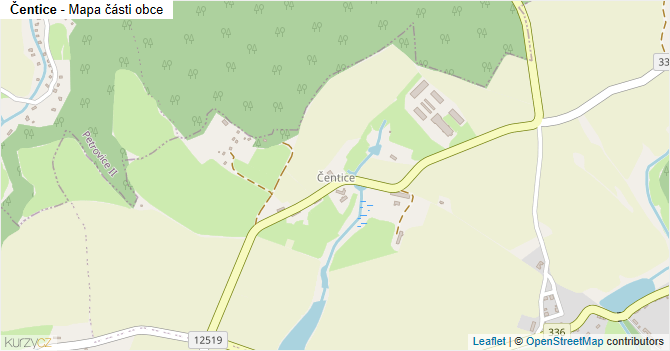Čentice - mapa části obce