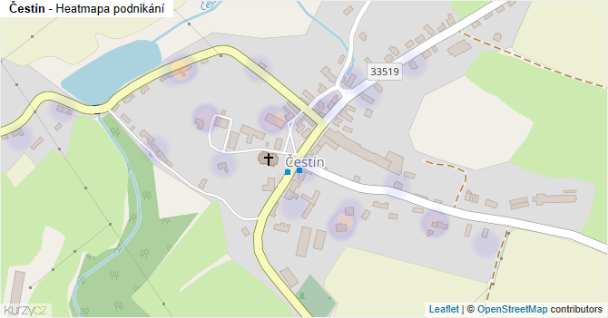 Čestín - mapa podnikání