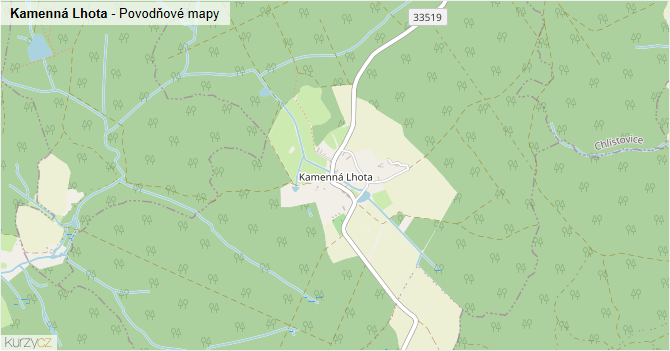 Kamenná Lhota - záplavové mapy stoleté vody