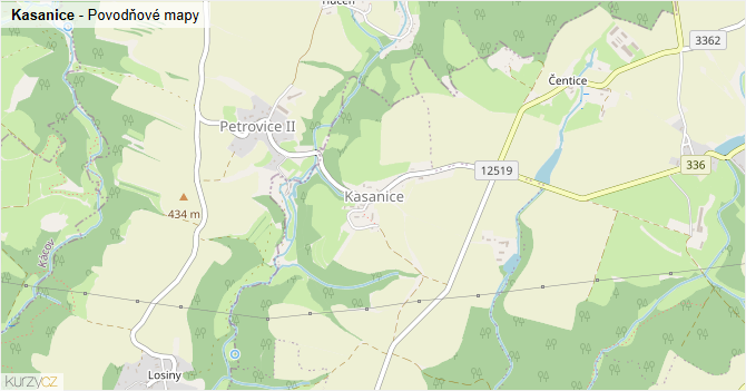 Kasanice - záplavové mapy stoleté vody