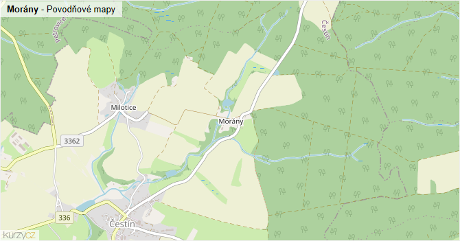 Morány - záplavové mapy stoleté vody