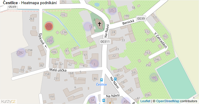 Čestlice - mapa podnikání