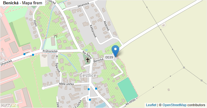 Benická - mapa ulice