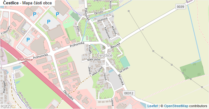Čestlice - mapa části obce