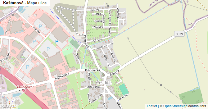 Kaštanová - mapa ulice